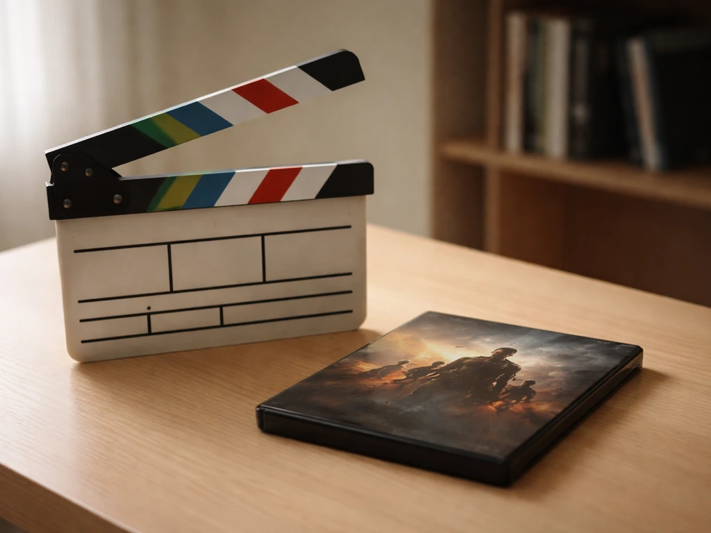 Affiche de film fictive au style carte-résumé, avec clapperboard et une jaquette floue évoquant Les Miller