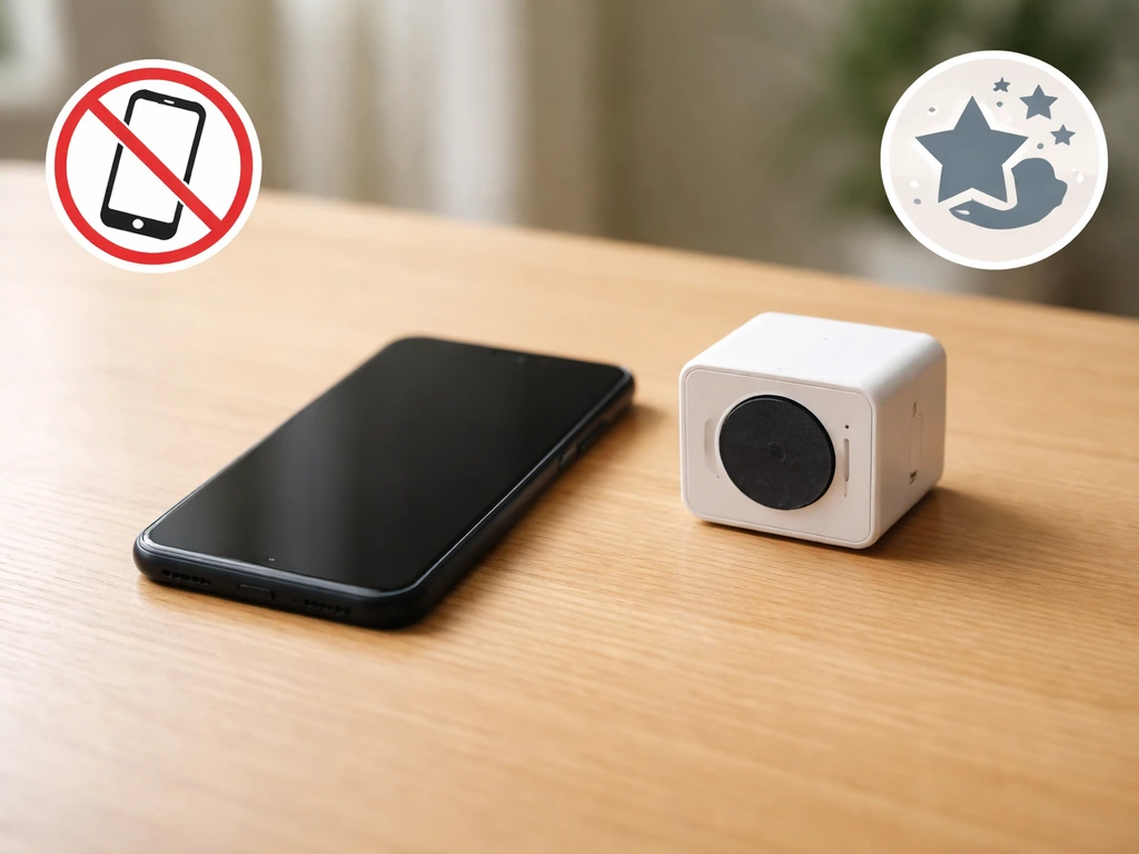 Smartphone et petite caméra factice, pictogrammes d’interdiction, symbolisant respect et limites de la vie privée.